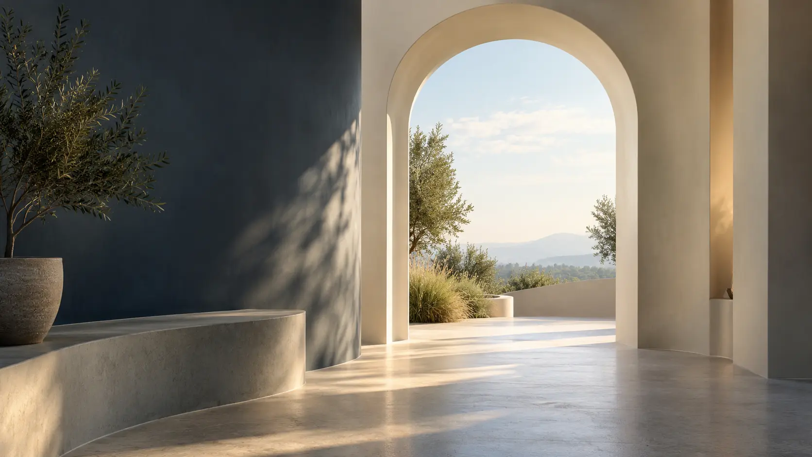 A sunlit open archway representing a new phase of care